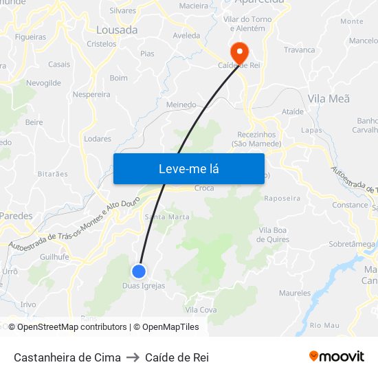Castanheira de Cima to Caíde de Rei map