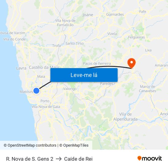 R. Nova de S. Gens 2 to Caíde de Rei map