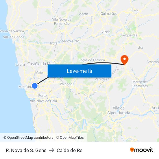 R. Nova de S. Gens to Caíde de Rei map