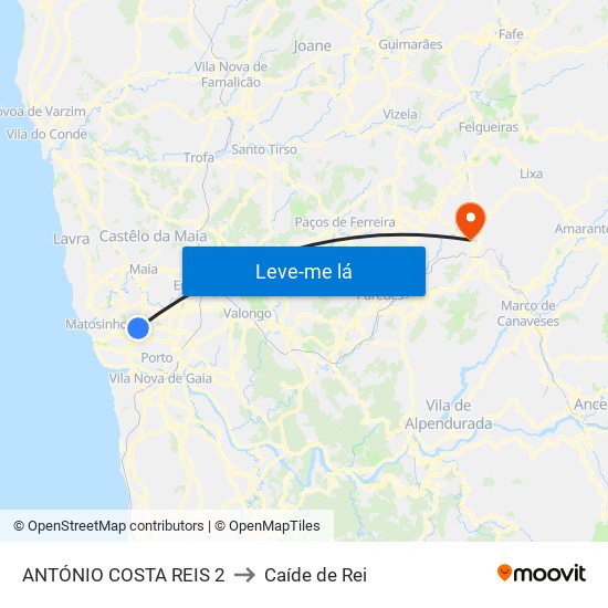 ANTÓNIO COSTA REIS 2 to Caíde de Rei map