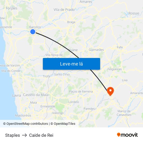 Staples to Caíde de Rei map