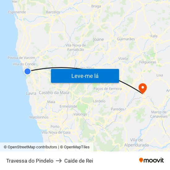 Travessa do Pindelo to Caíde de Rei map