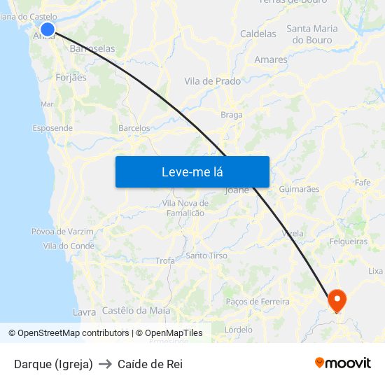 Darque (Igreja) to Caíde de Rei map