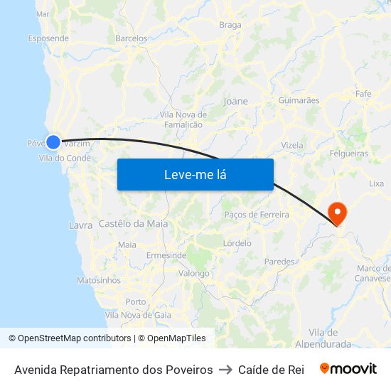 Avenida Repatriamento dos Poveiros to Caíde de Rei map