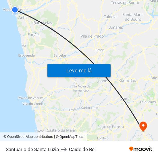 Santuário de Santa Luzia to Caíde de Rei map