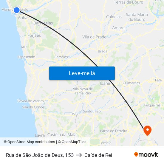 Rua de São João de Deus, 153 to Caíde de Rei map