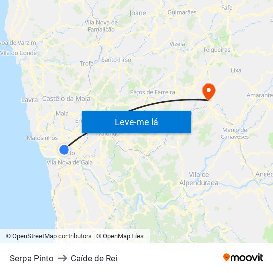 Serpa Pinto to Caíde de Rei map