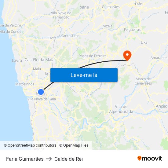 Faria Guimarães to Caíde de Rei map