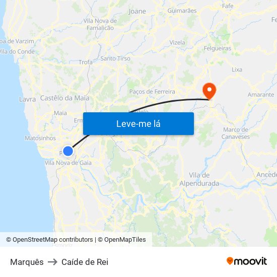 Marquês to Caíde de Rei map