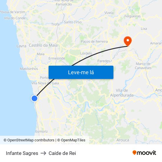 Infante Sagres to Caíde de Rei map