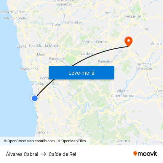 Álvares Cabral to Caíde de Rei map