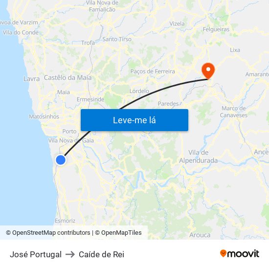 José Portugal to Caíde de Rei map