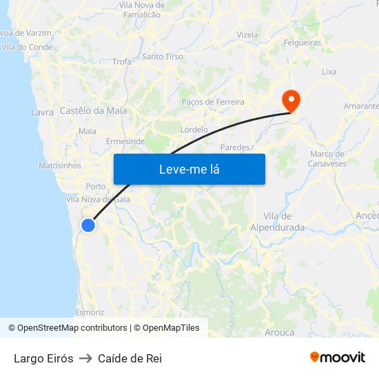 Largo Eirós to Caíde de Rei map