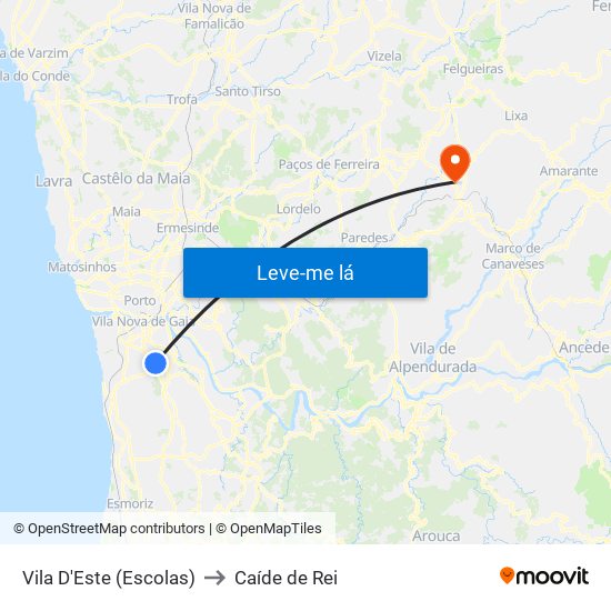 Vila D'Este (Escolas) to Caíde de Rei map