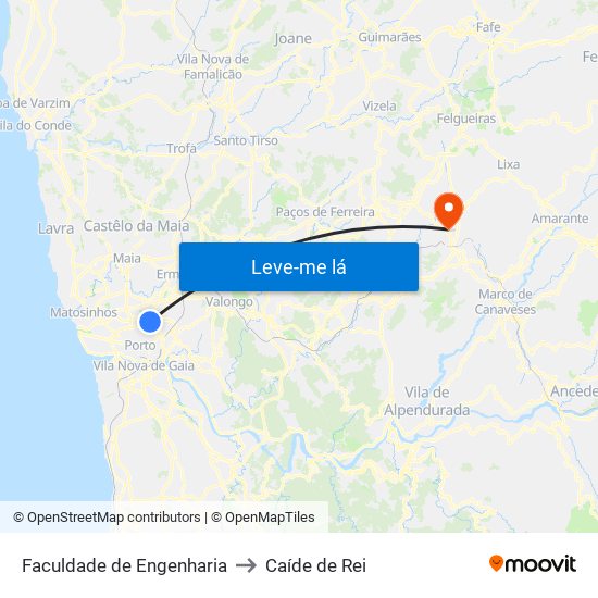 Faculdade de Engenharia to Caíde de Rei map