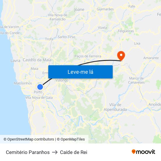 Cemitério Paranhos to Caíde de Rei map