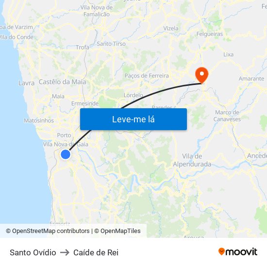 Santo Ovídio to Caíde de Rei map