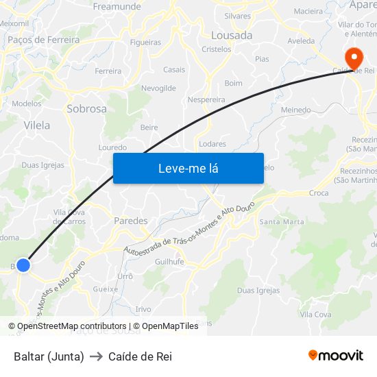 Baltar (Junta) to Caíde de Rei map