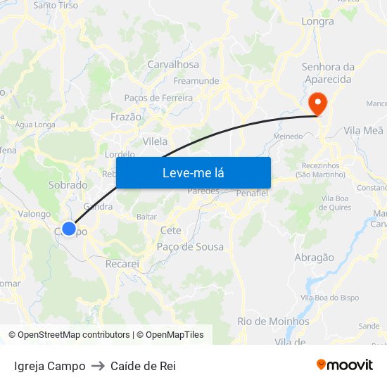 Igreja Campo to Caíde de Rei map