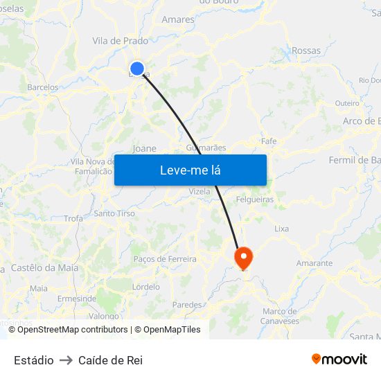 Estádio to Caíde de Rei map