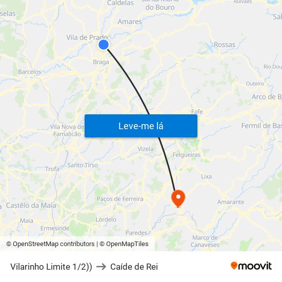 Vilarinho Limite 1/2)) to Caíde de Rei map