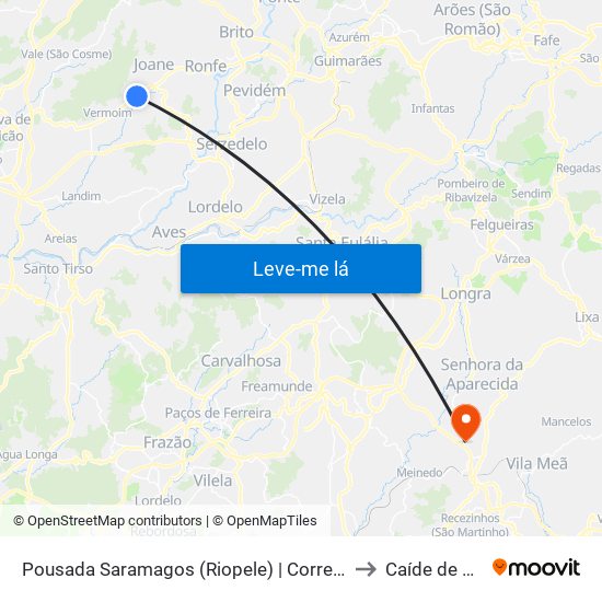 Pousada Saramagos (Riopele) | Correios to Caíde de Rei map