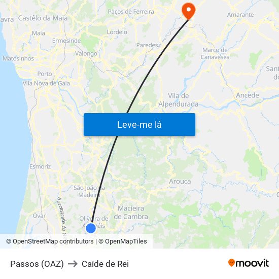 Passos (OAZ) to Caíde de Rei map