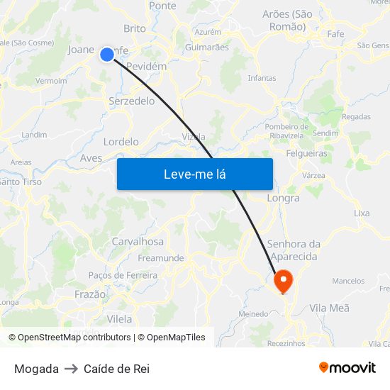 Mogada to Caíde de Rei map