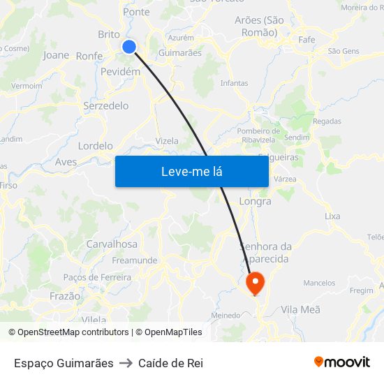 Espaço Guimarães to Caíde de Rei map