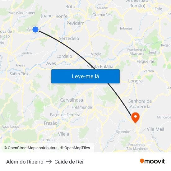Além do Ribeiro to Caíde de Rei map
