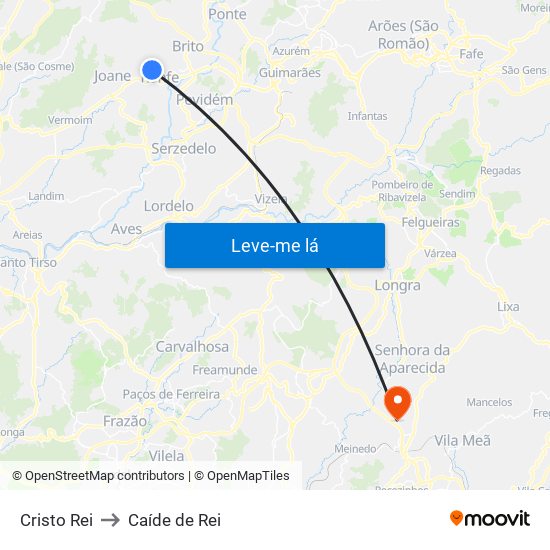 Cristo Rei to Caíde de Rei map