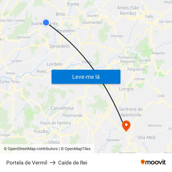Portela de Vermil to Caíde de Rei map