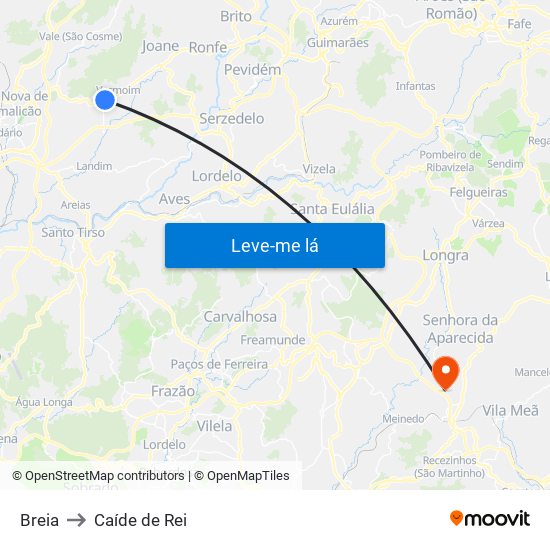 Breia to Caíde de Rei map