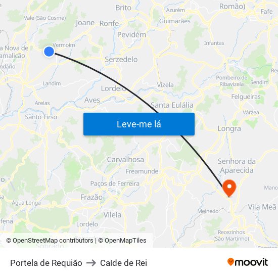 Portela de Requião to Caíde de Rei map