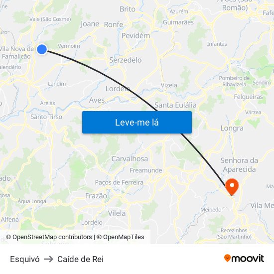 Esquivó to Caíde de Rei map