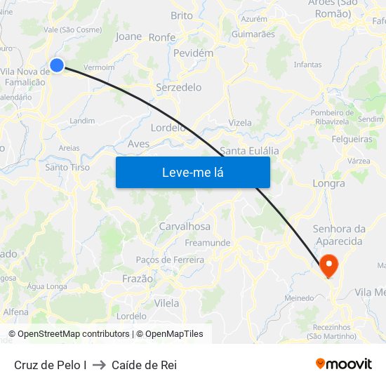 Cruz de Pelo I to Caíde de Rei map