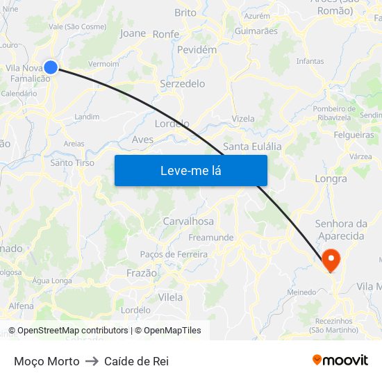 Moço Morto to Caíde de Rei map