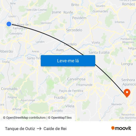 Tanque de Outiz to Caíde de Rei map