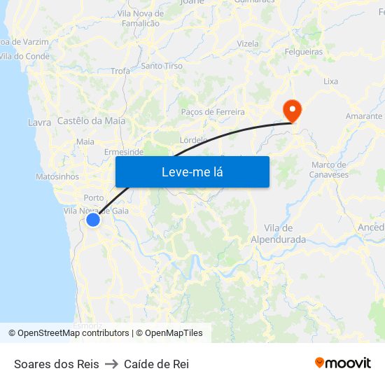 Soares dos Reis to Caíde de Rei map