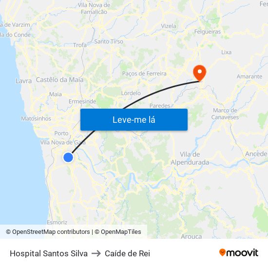 Hospital Santos Silva to Caíde de Rei map