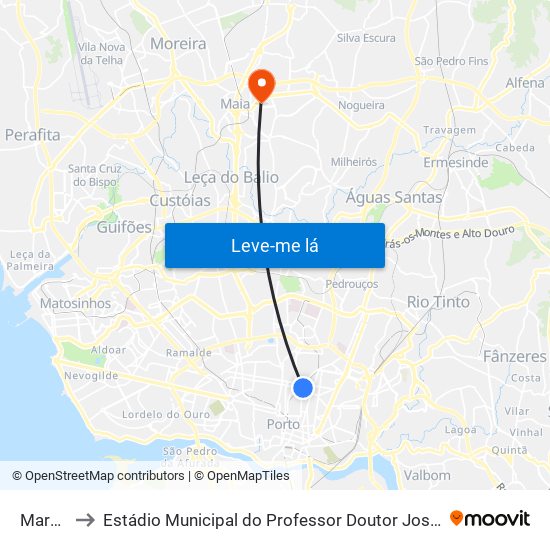 Marquês to Estádio Municipal do Professor Doutor José Vieira de Carvalho map