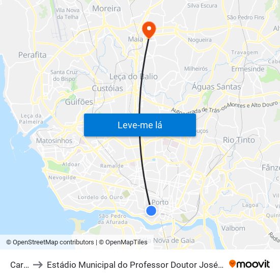 Carmo to Estádio Municipal do Professor Doutor José Vieira de Carvalho map