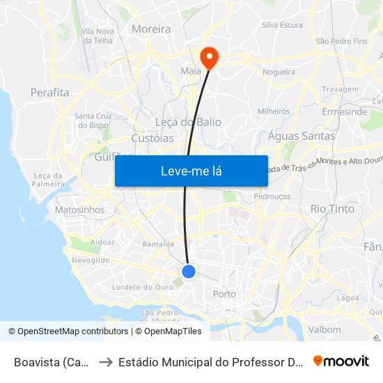Boavista (Casa da Música) to Estádio Municipal do Professor Doutor José Vieira de Carvalho map