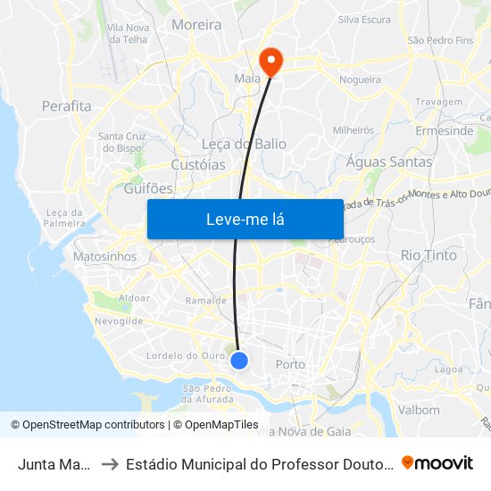 Junta Massarelos to Estádio Municipal do Professor Doutor José Vieira de Carvalho map