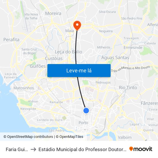 Faria Guimarães to Estádio Municipal do Professor Doutor José Vieira de Carvalho map