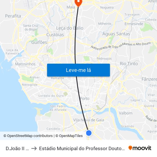 D.João II (Metro) to Estádio Municipal do Professor Doutor José Vieira de Carvalho map