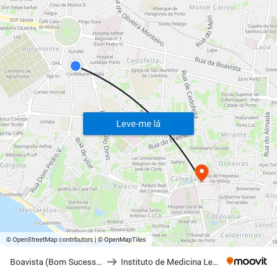 Boavista (Bom Sucesso) to Instituto de Medicina Legal map