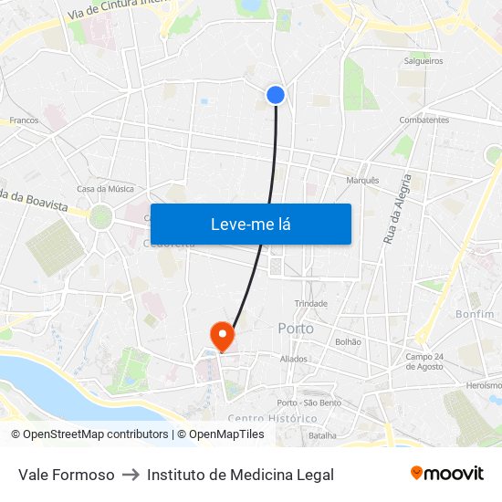 Vale Formoso to Instituto de Medicina Legal map