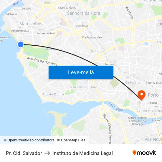 Pr. Cid. Salvador to Instituto de Medicina Legal map