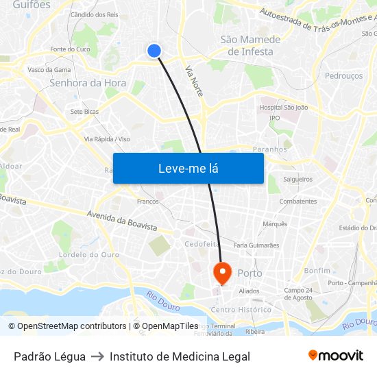 Padrão Légua to Instituto de Medicina Legal map